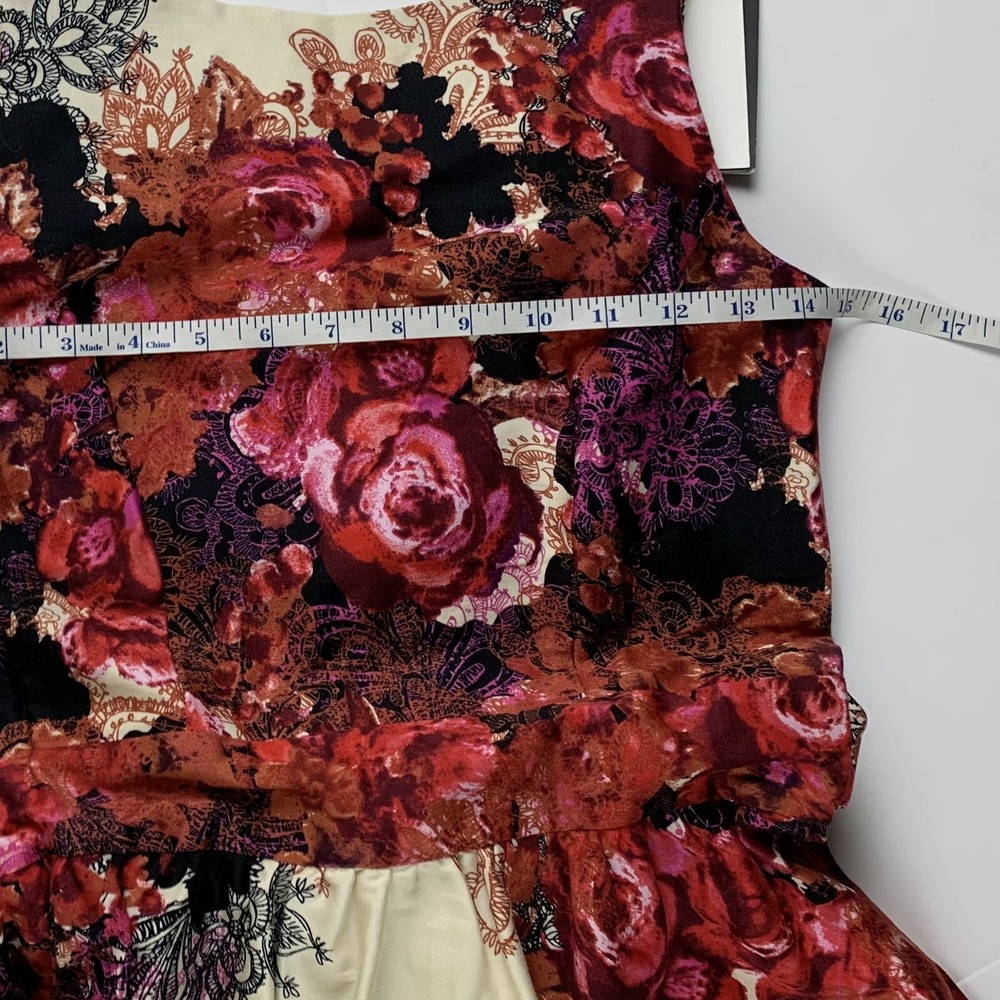 Lady V London Vintage Floral Paisley Tea Dress Red Ivory UK 8 , US 4 NWT - Picture 8 of 11